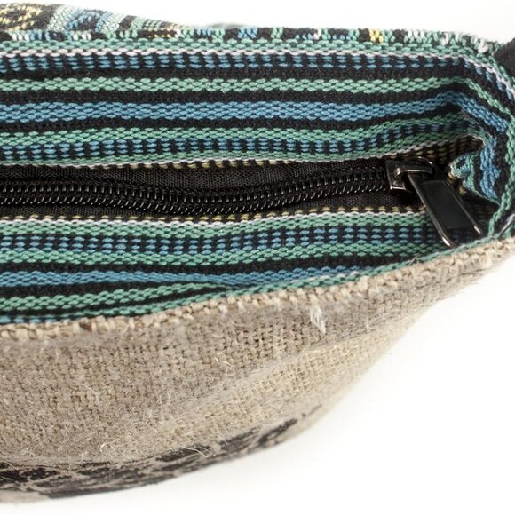 Canvas Crossbody Purse Hemp Cotton Tranquil Boho Stripes Festival Beach - Picture 4 of 5